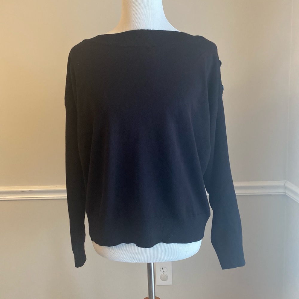 Grace black boatneck sweater button detail large